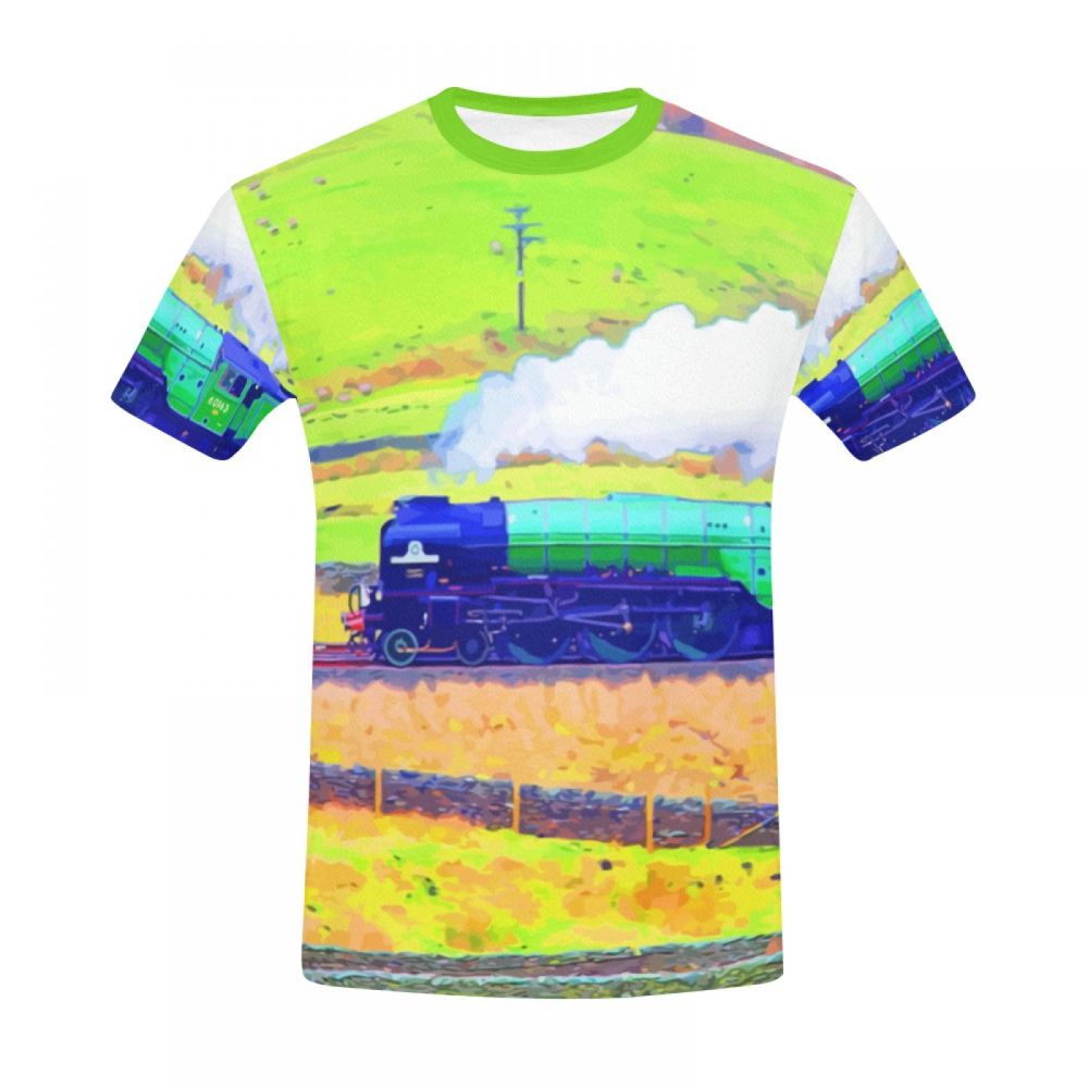 Camiseta Corta México Paisaje Arte Tren Pastoral Hombre