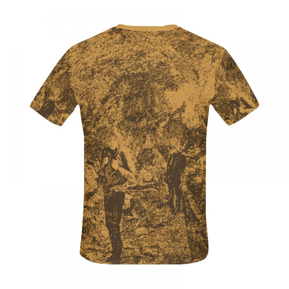 Camiseta Corta México Arte Digital Marrón Hombres Hombre