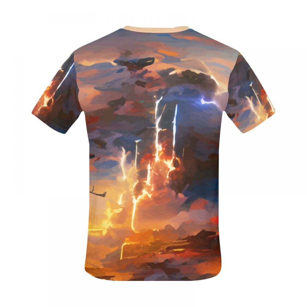 Camiseta Corta México Rayo De Arte En El Cielo Hombre