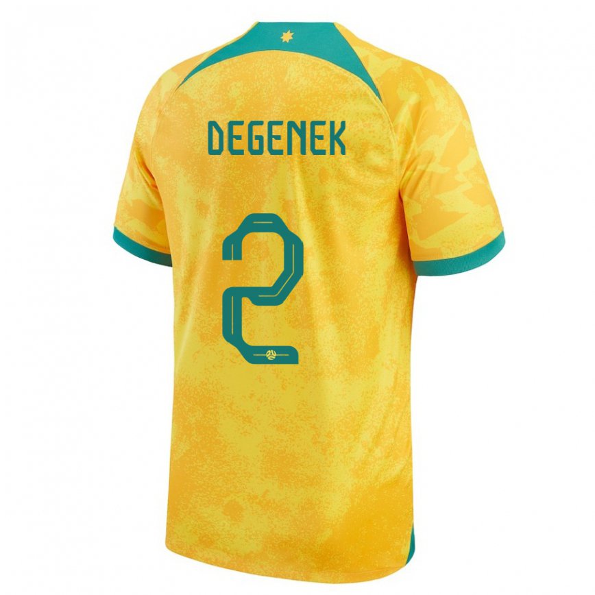 Niño Camiseta Australia Milos Degenek #2 Dorado 1ª Equipación 22-24 México