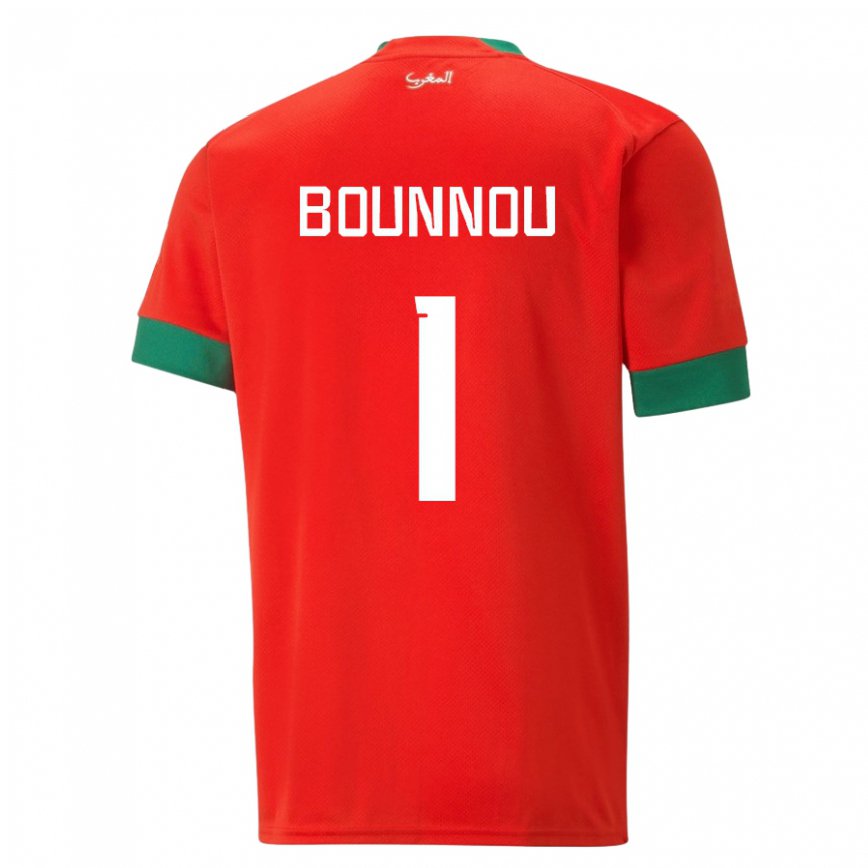 Niño Camiseta Marruecos Yassine Bounnou #1 Rojo 1ª Equipación 22-24 México