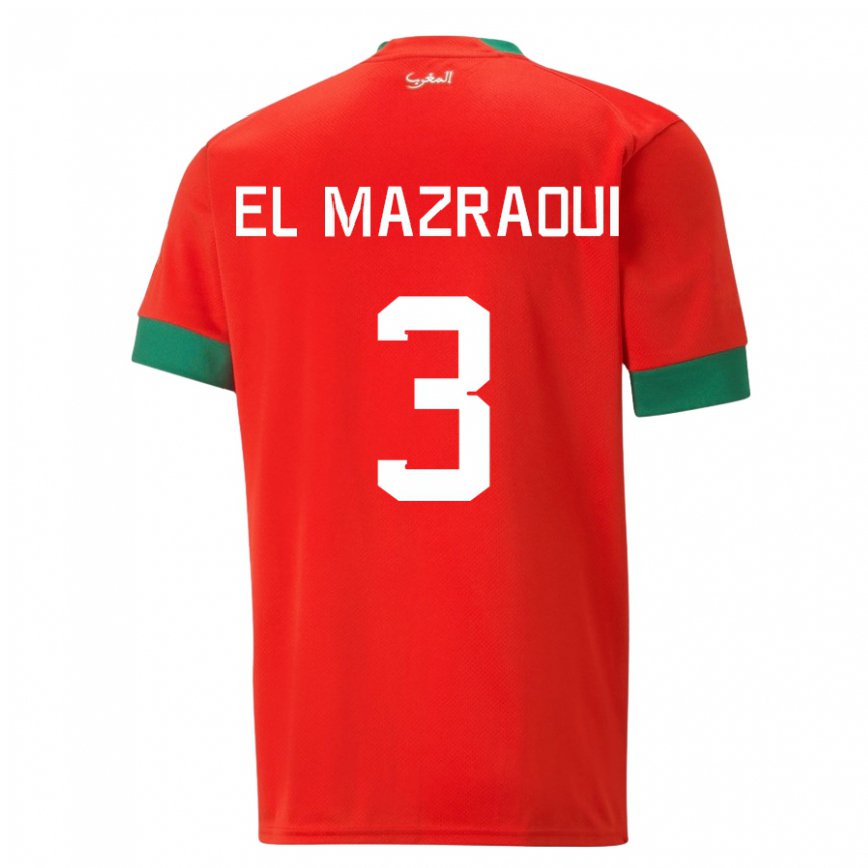 Niño Camiseta Marruecos Noussair El Mazraoui #3 Rojo 1ª Equipación 22-24 México