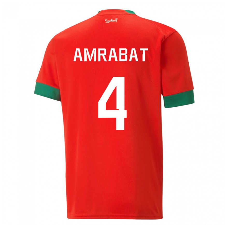 Niño Camiseta Marruecos Soufiane Amrabat #4 Rojo 1ª Equipación 22-24 México