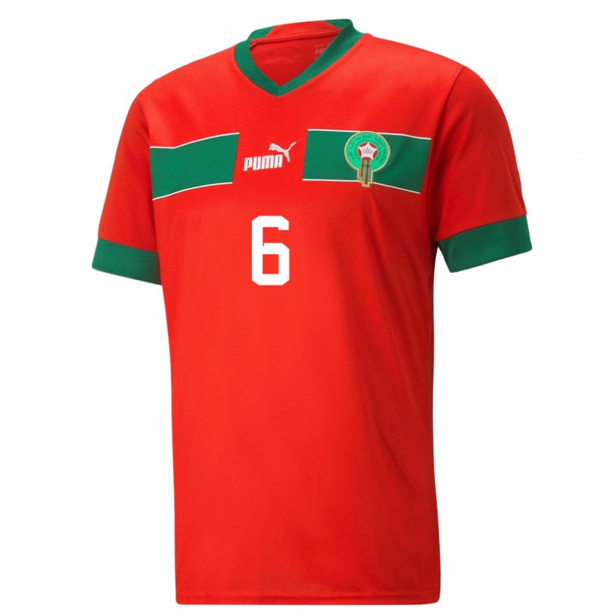 Niño Camiseta Marruecos Romain Saiss #6 Rojo 1ª Equipación 22-24 México