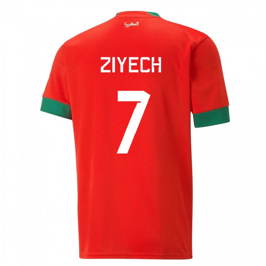 Niño Camiseta Marruecos Hakim Ziyech #7 Rojo 1ª Equipación 22-24 México