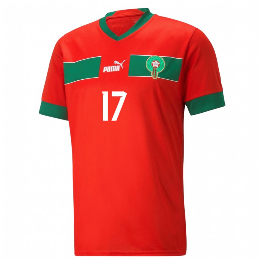 Niño Camiseta Marruecos Soufiane Bouffal #17 Rojo 1ª Equipación 22-24 México