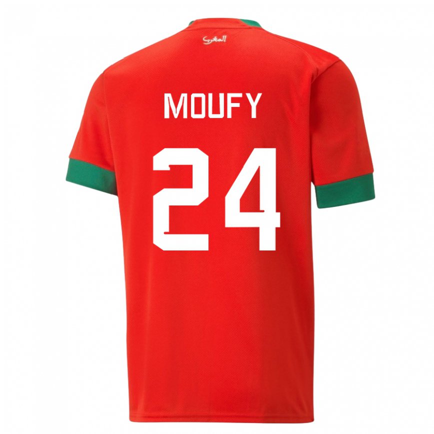 Niño Camiseta Marruecos Fahd Moufy #24 Rojo 1ª Equipación 22-24 México