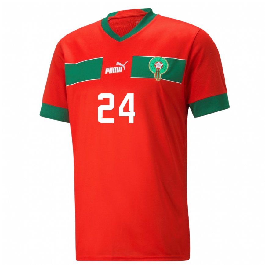 Niño Camiseta Marruecos Fahd Moufy #24 Rojo 1ª Equipación 22-24 México