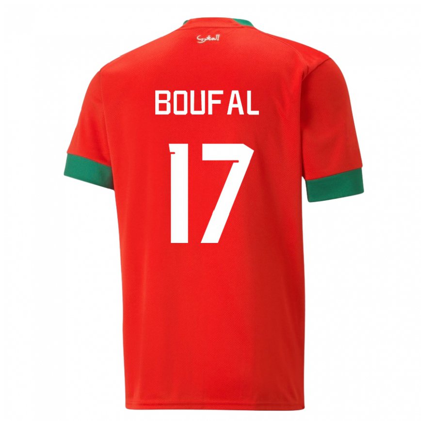 Niño Camiseta Marruecos Sofiane Boufal #17 Rojo 1ª Equipación 22-24 México