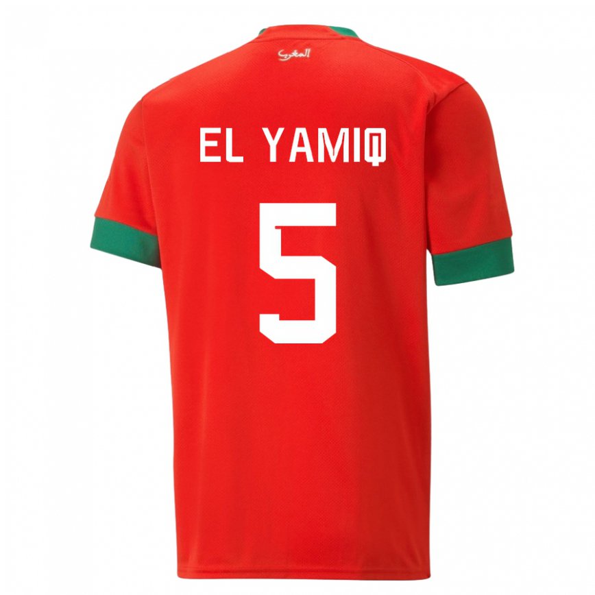 Niño Camiseta Marruecos Jawad El Yamiq #5 Rojo 1ª Equipación 22-24 México