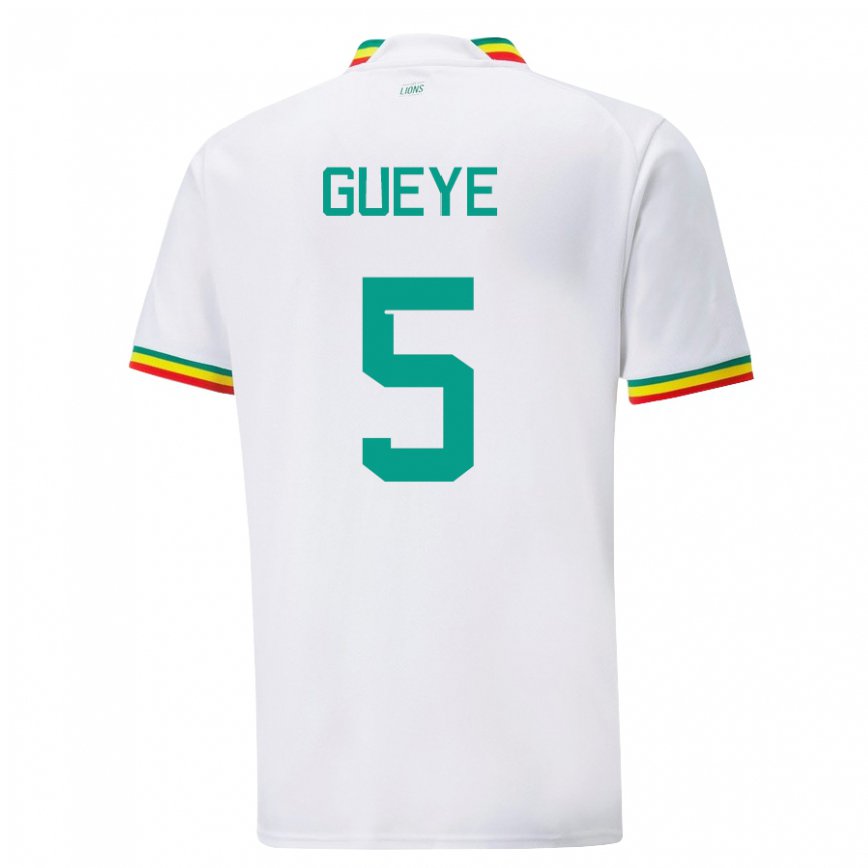 Niño Camiseta Senegal Idrissa Gueye #5 Blanco 1ª Equipación 22-24 México