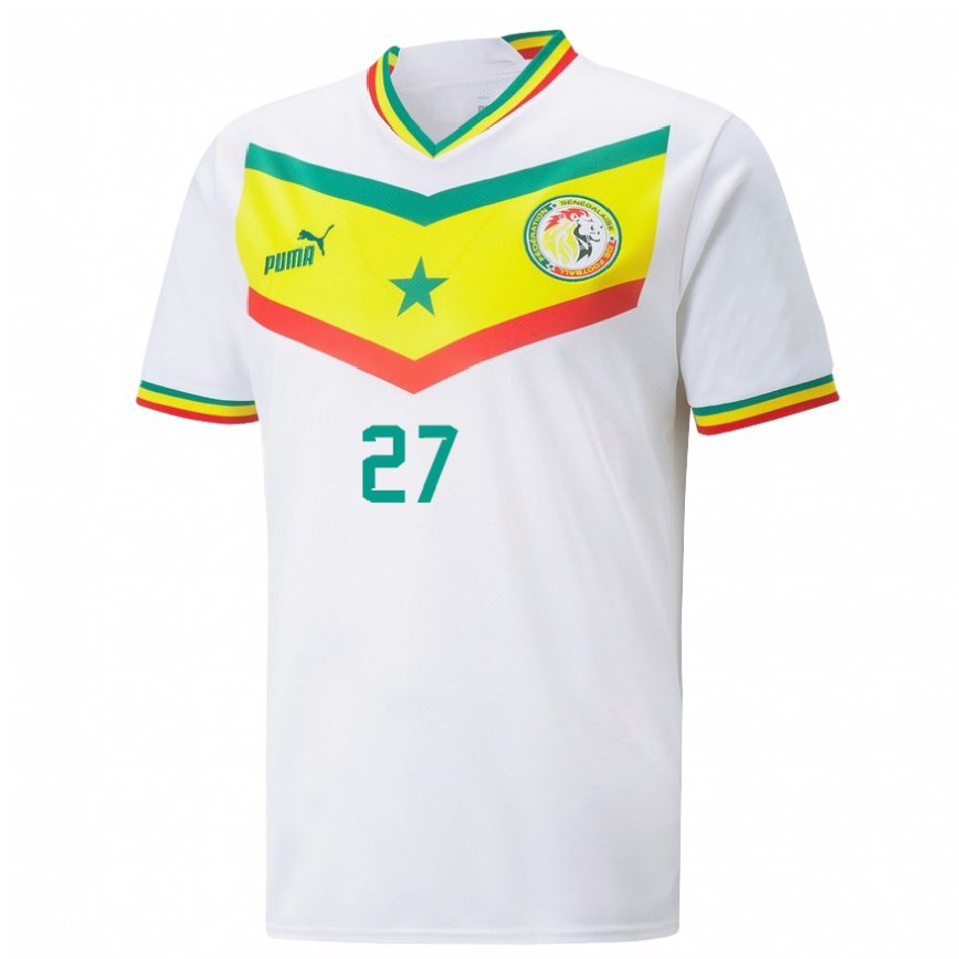 Niño Camiseta Senegal Nicolas Jackson #27 Blanco 1ª Equipación 22-24 México