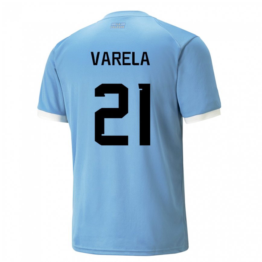 Niño Camiseta Uruguay Gullermo Varela #21 Azul 1ª Equipación 22-24 México