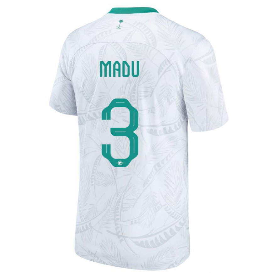 Niño Camiseta Arabia Saudita Abdullah Madu #3 Blanco 1ª Equipación 22-24 México