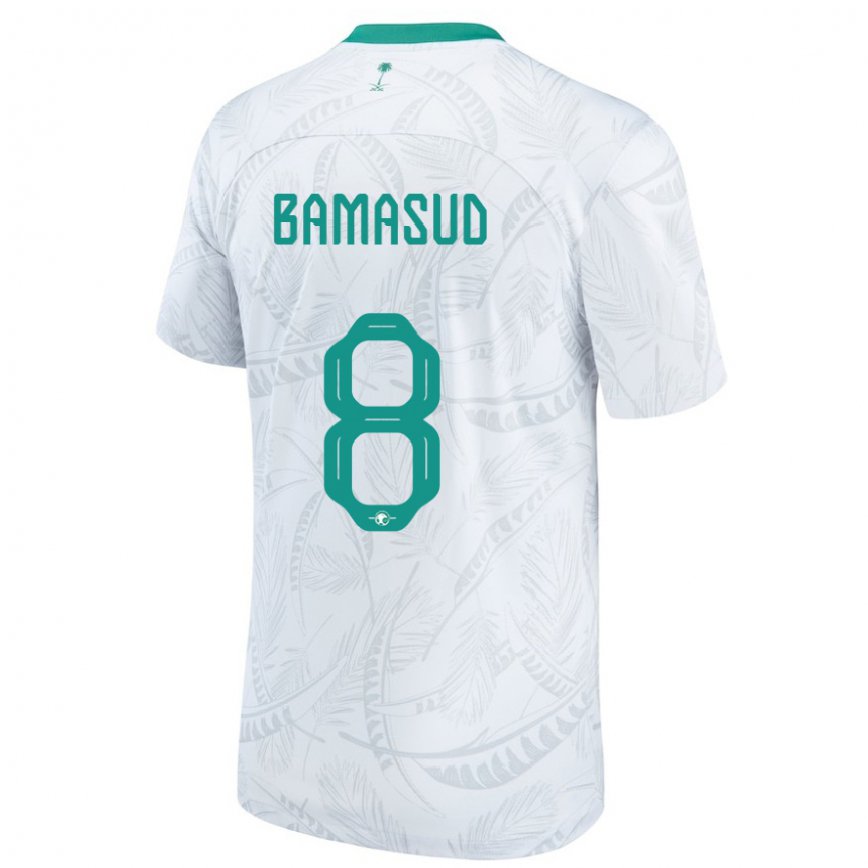 Niño Camiseta Arabia Saudita Ahmed Bamasud #8 Blanco 1ª Equipación 22-24 México