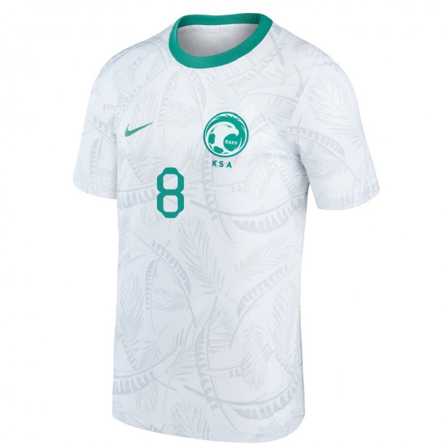 Niño Camiseta Arabia Saudita Ahmed Bamasud #8 Blanco 1ª Equipación 22-24 México