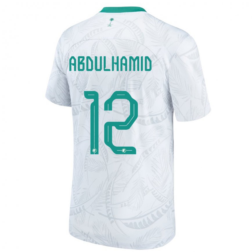 Niño Camiseta Arabia Saudita Saud Abdulhamid #12 Blanco 1ª Equipación 22-24 México