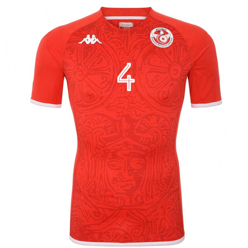 Niño Camiseta Túnez Ali Abdi #4 Rojo 1ª Equipación 22-24 México