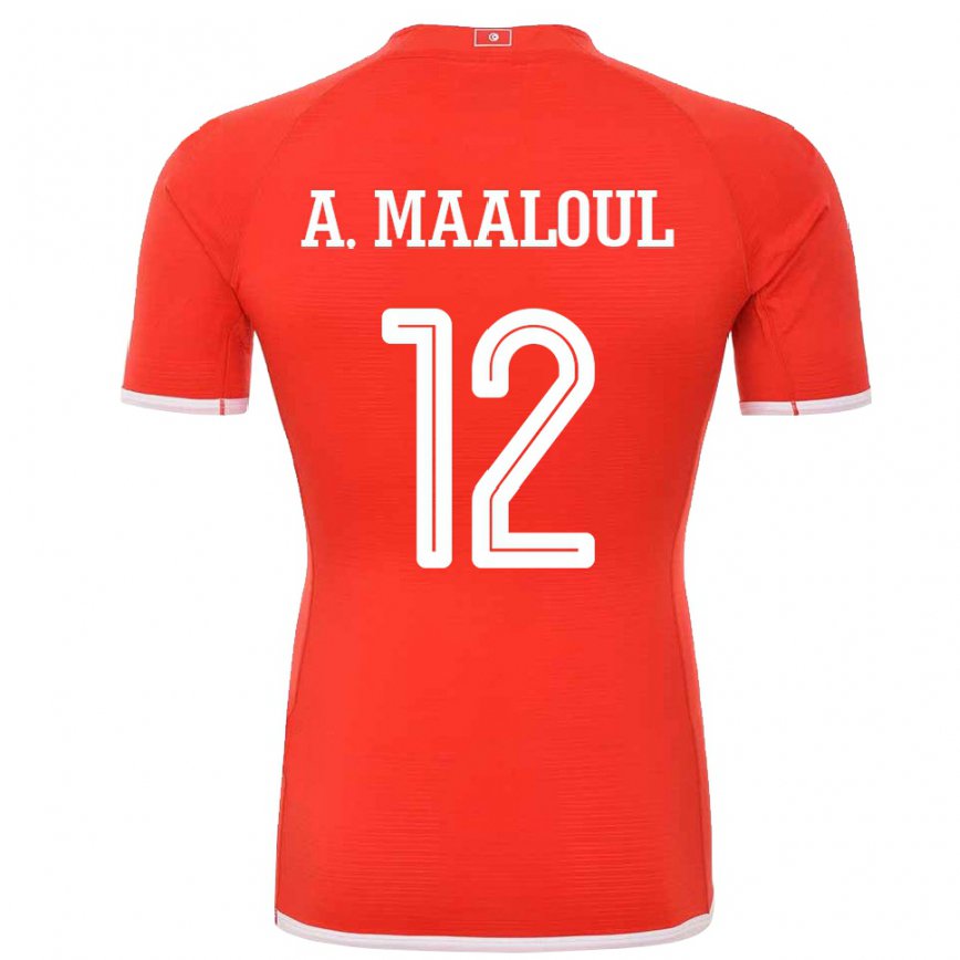 Niño Camiseta Túnez Ali Maaloul #12 Rojo 1ª Equipación 22-24 México