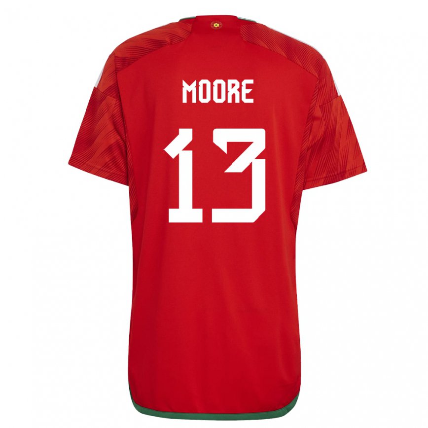 Niño Camiseta Gales Kieffer Moore #13 Rojo 1ª Equipación 22-24 México