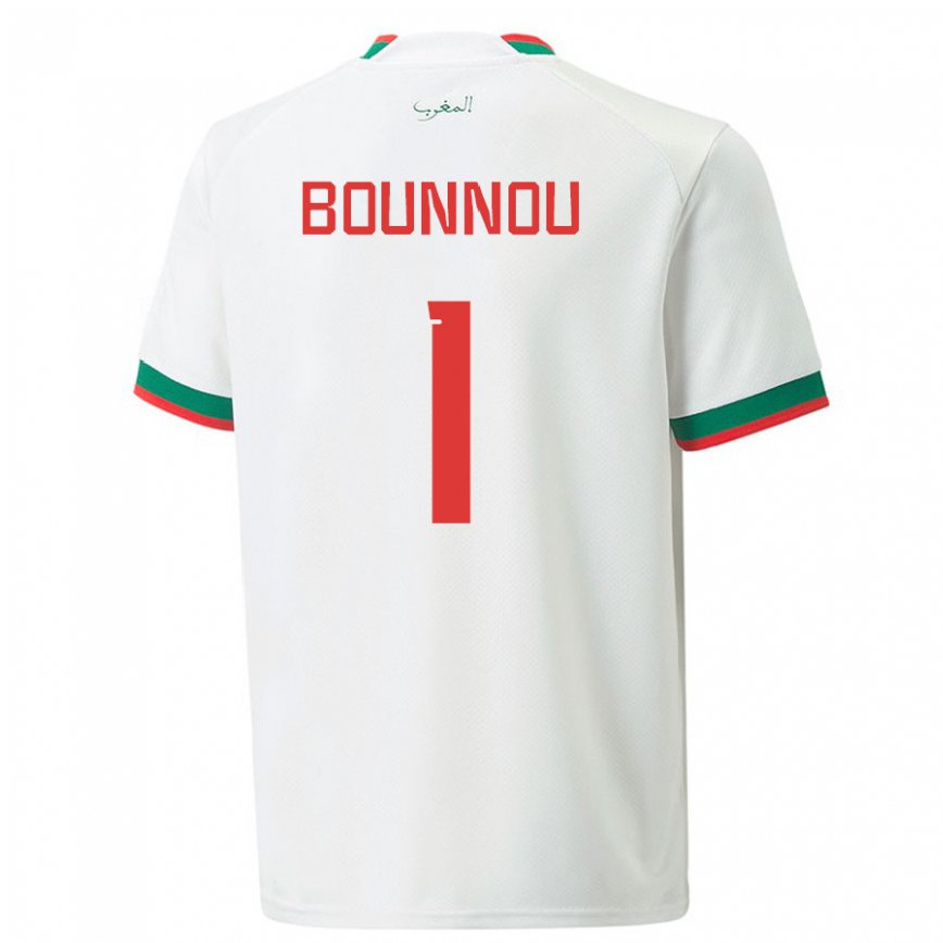 Niño Camiseta Marruecos Yassine Bounnou #1 Blanco 2ª Equipación 22-24 México