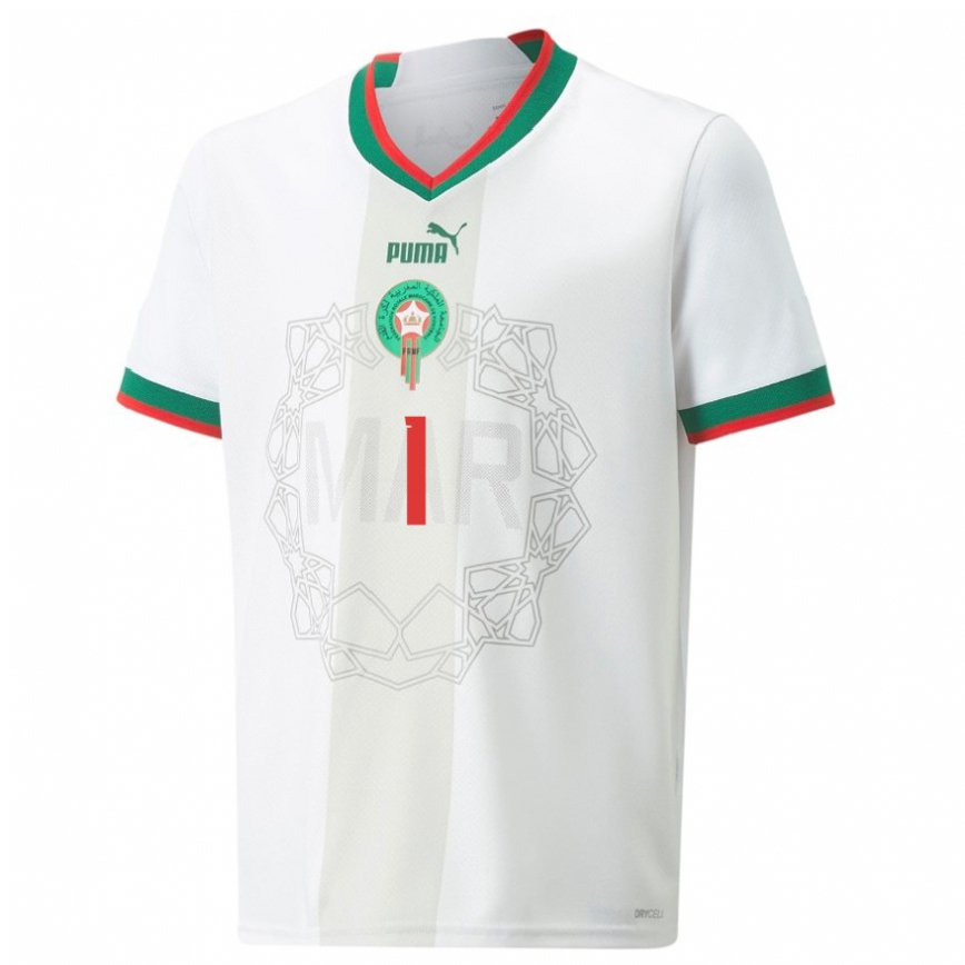 Niño Camiseta Marruecos Yassine Bounnou #1 Blanco 2ª Equipación 22-24 México