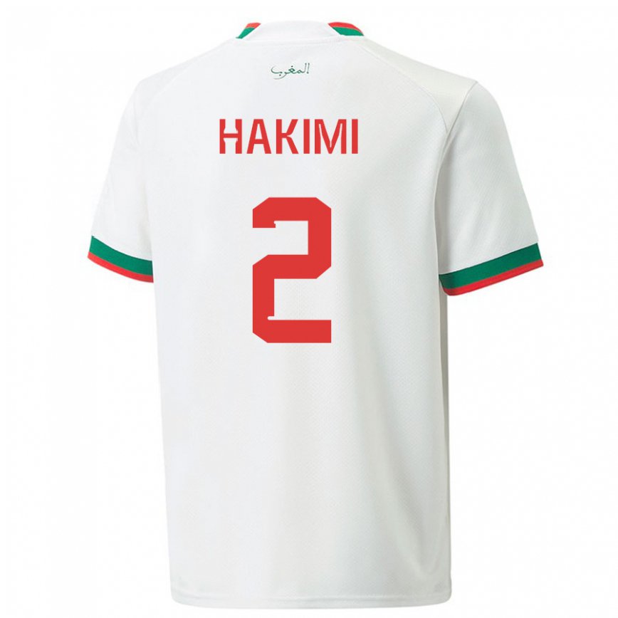 Niño Camiseta Marruecos Achraf Hakimi #2 Blanco 2ª Equipación 22-24 México