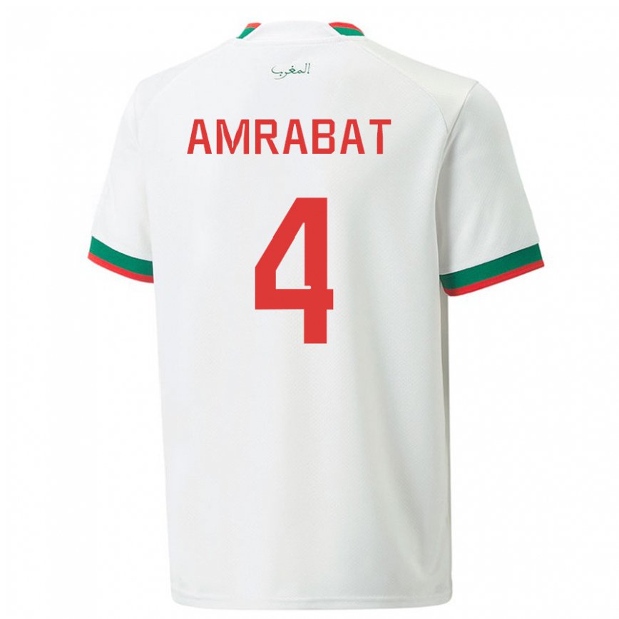 Niño Camiseta Marruecos Soufiane Amrabat #4 Blanco 2ª Equipación 22-24 México