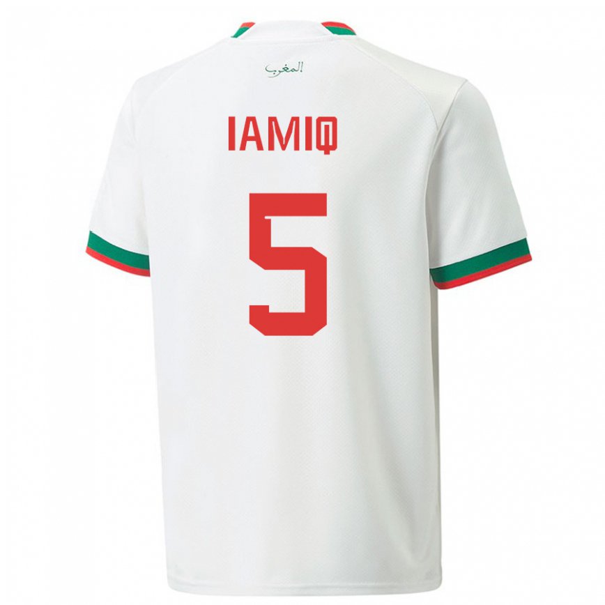 Niño Camiseta Marruecos Jawad Iamiq #5 Blanco 2ª Equipación 22-24 México