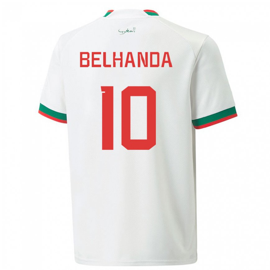 Niño Camiseta Marruecos Youness Belhanda #10 Blanco 2ª Equipación 22-24 México