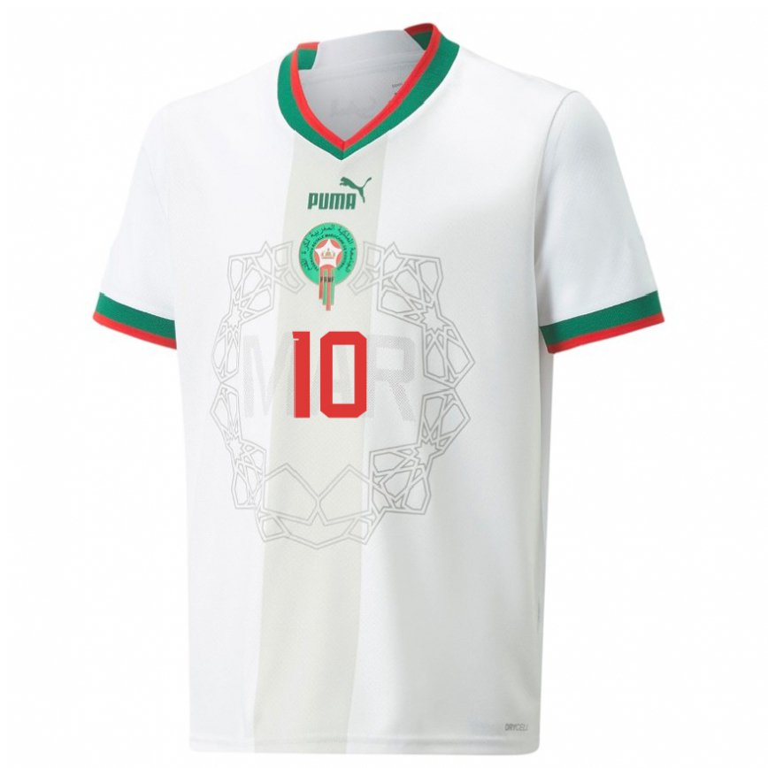 Niño Camiseta Marruecos Youness Belhanda #10 Blanco 2ª Equipación 22-24 México