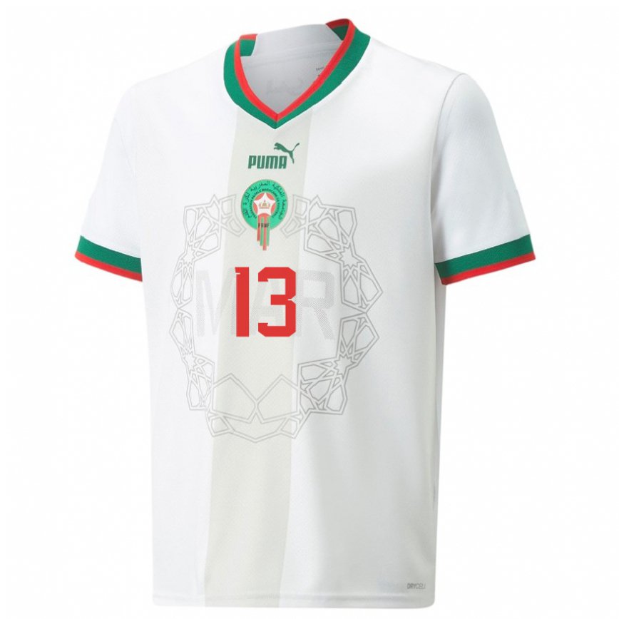 Niño Camiseta Marruecos Iliass Chair #13 Blanco 2ª Equipación 22-24 México