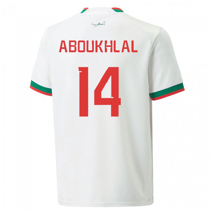 Niño Camiseta Marruecos Zakaria Aboukhlal #14 Blanco 2ª Equipación 22-24 México