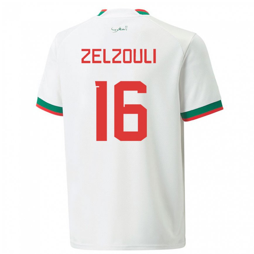 Niño Camiseta Marruecos Abdessamad Zelzouli #16 Blanco 2ª Equipación 22-24 México