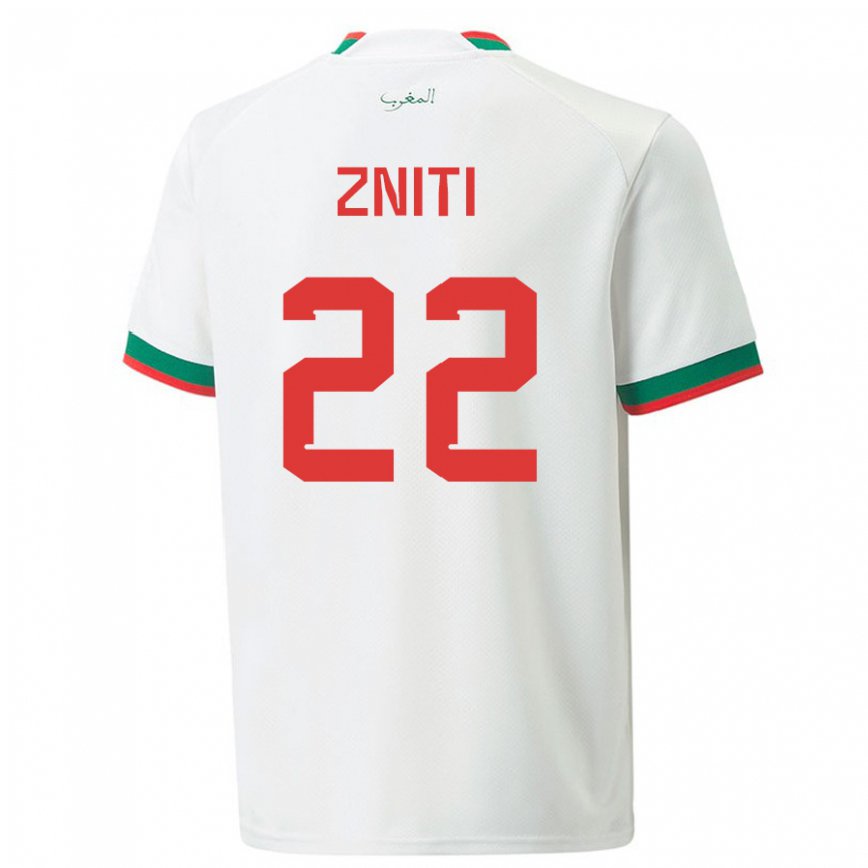 Niño Camiseta Marruecos Anas Zniti #22 Blanco 2ª Equipación 22-24 México