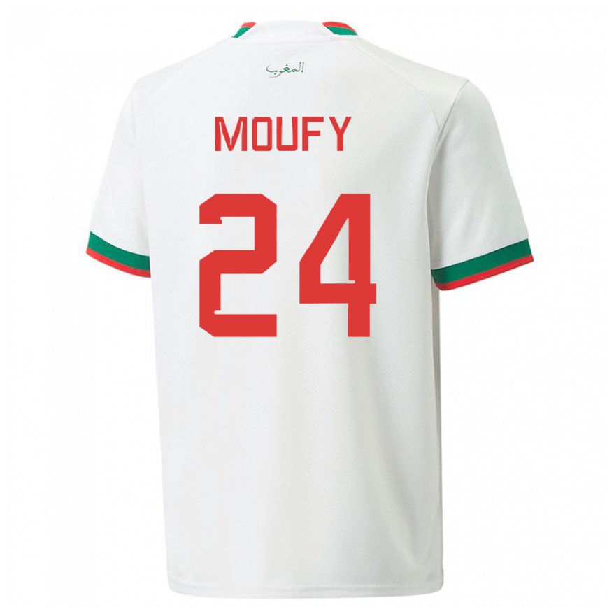 Niño Camiseta Marruecos Fahd Moufy #24 Blanco 2ª Equipación 22-24 México