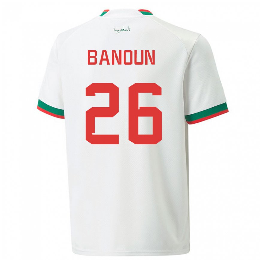 Niño Camiseta Marruecos Badr Banoun #26 Blanco 2ª Equipación 22-24 México