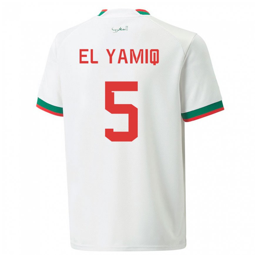 Niño Camiseta Marruecos Jawad El Yamiq #5 Blanco 2ª Equipación 22-24 México