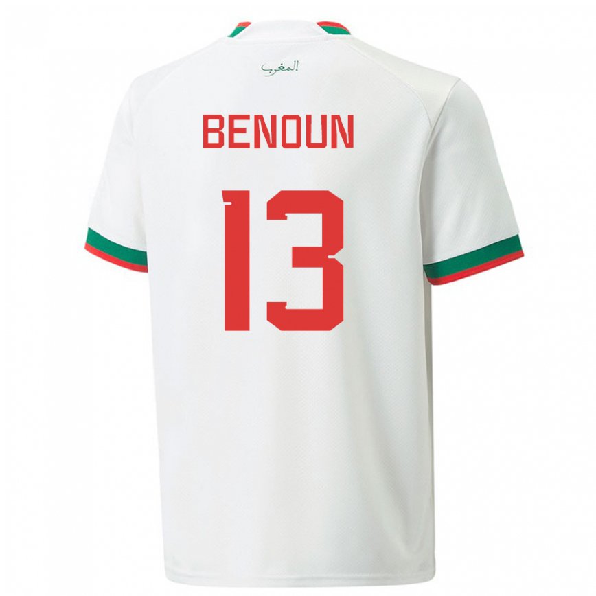 Niño Camiseta Marruecos Badr Benoun #13 Blanco 2ª Equipación 22-24 México