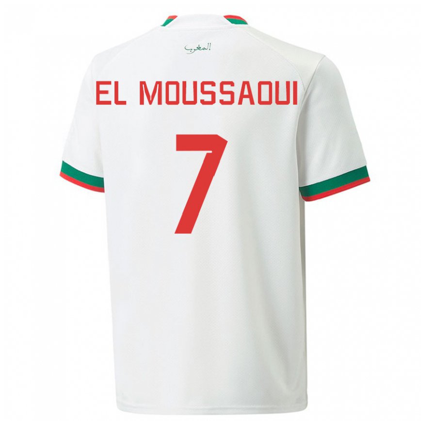 Niño Camiseta Marruecos Hamza El Moussaoui #7 Blanco 2ª Equipación 22-24 México