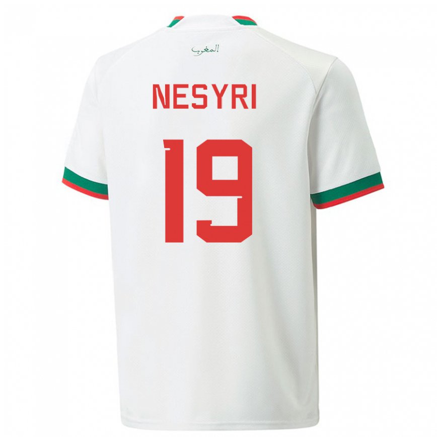 Niño Camiseta Marruecos Youssef En-nesyri #19 Blanco 2ª Equipación 22-24 México