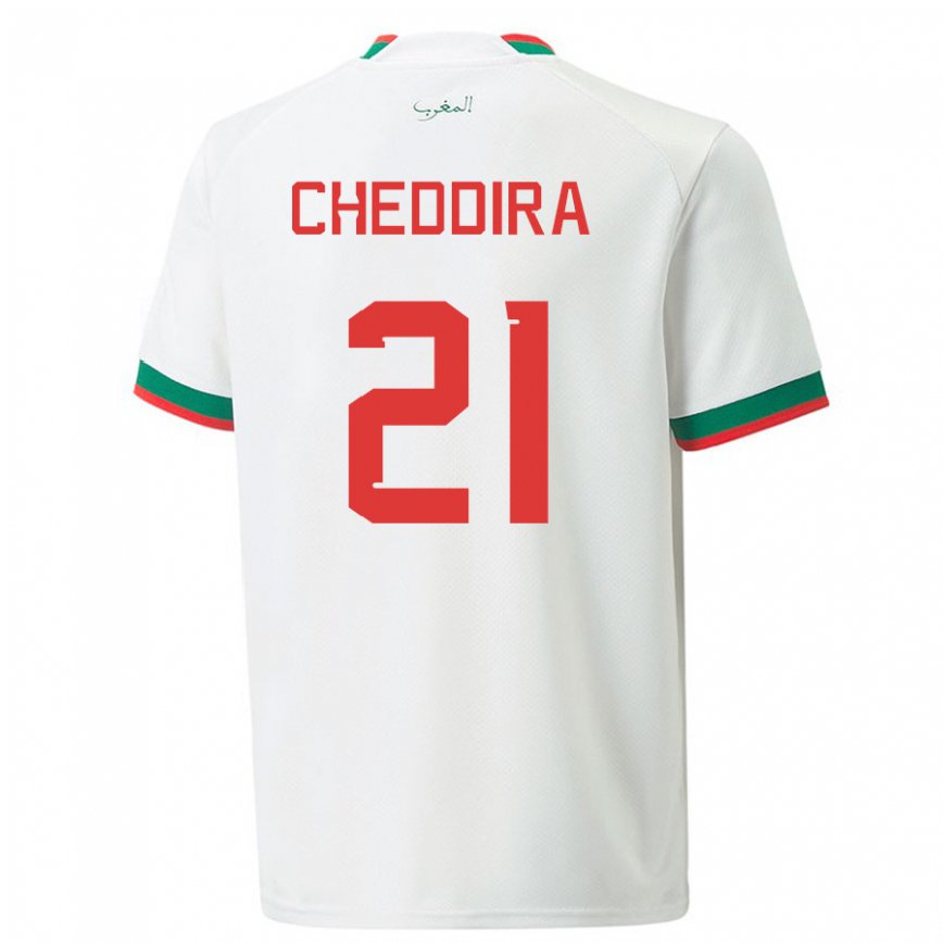 Niño Camiseta Marruecos Walid Cheddira #21 Blanco 2ª Equipación 22-24 México