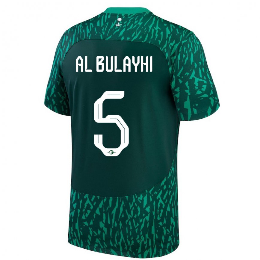 Niño Camiseta Arabia Saudita Ali Al Bulayhi #5 Verde Oscuro 2ª Equipación 22-24 México