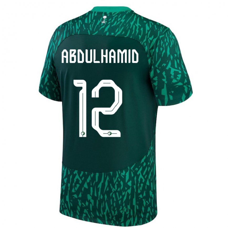 Niño Camiseta Arabia Saudita Saud Abdulhamid #12 Verde Oscuro 2ª Equipación 22-24 México