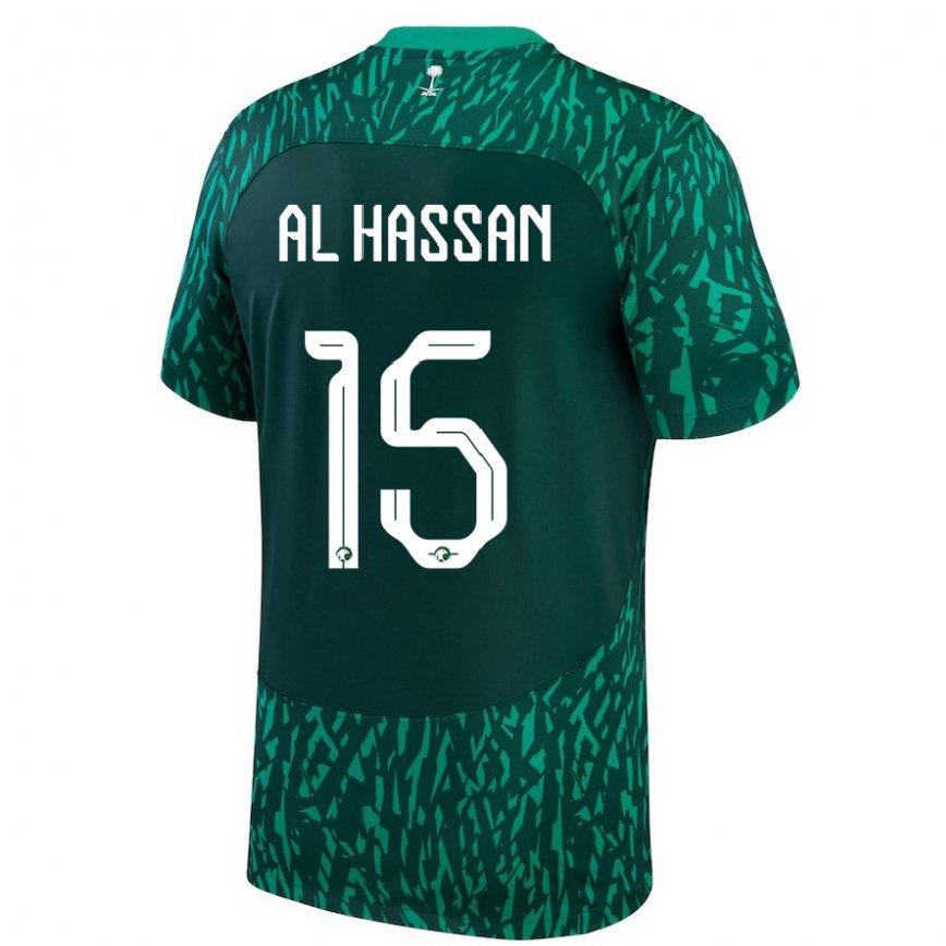 Niño Camiseta Arabia Saudita Ali Al Hassan #15 Verde Oscuro 2ª Equipación 22-24 México