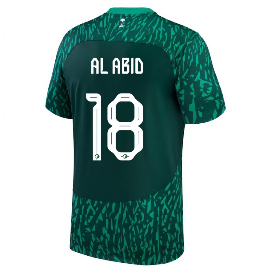 Niño Camiseta Arabia Saudita Nawaf Al Abid #18 Verde Oscuro 2ª Equipación 22-24 México