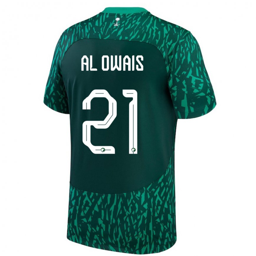 Niño Camiseta Arabia Saudita Mohammed Al Owais #21 Verde Oscuro 2ª Equipación 22-24 México