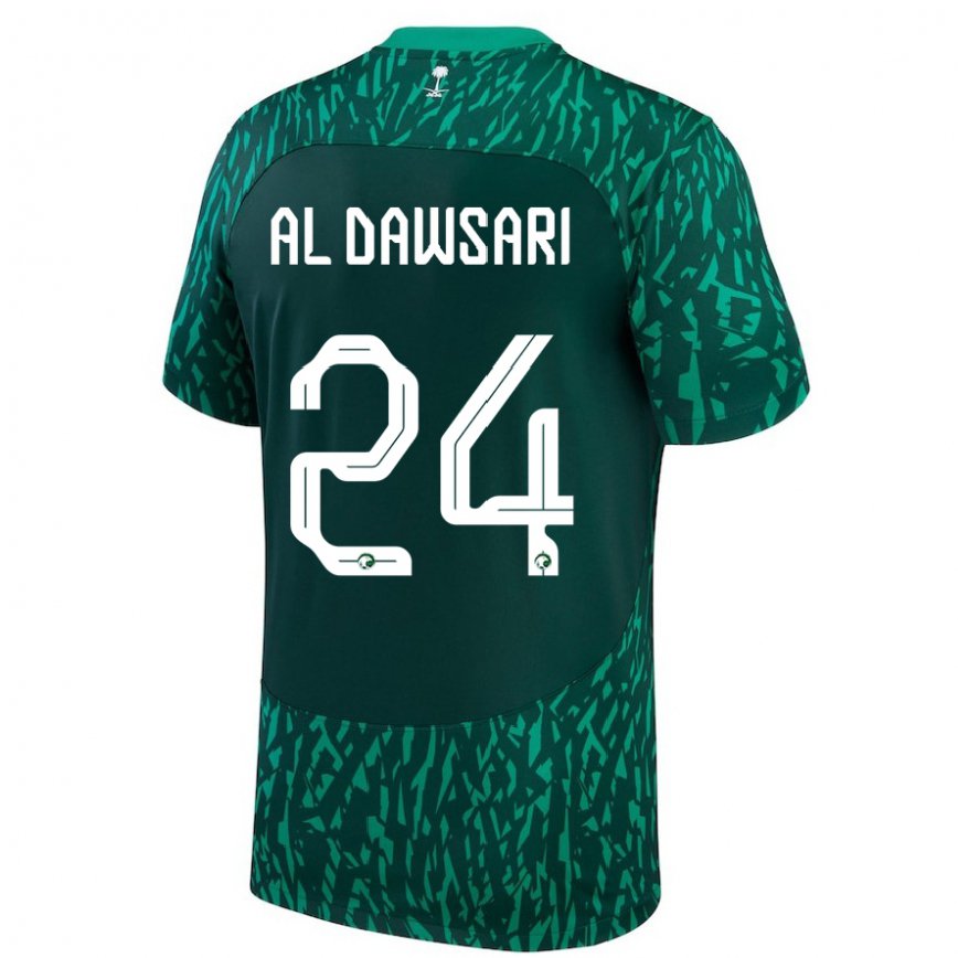 Niño Camiseta Arabia Saudita Nasser Al Dawsari #24 Verde Oscuro 2ª Equipación 22-24 México