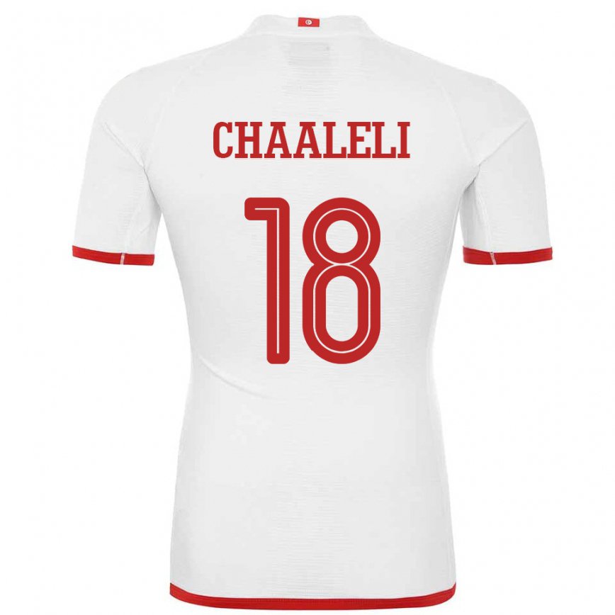 Niño Camiseta Túnez Ghaliene Chaaleli #18 Blanco 2ª Equipación 22-24 México