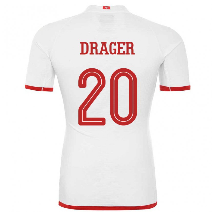 Niño Camiseta Túnez Mohamed Drager #20 Blanco 2ª Equipación 22-24 México